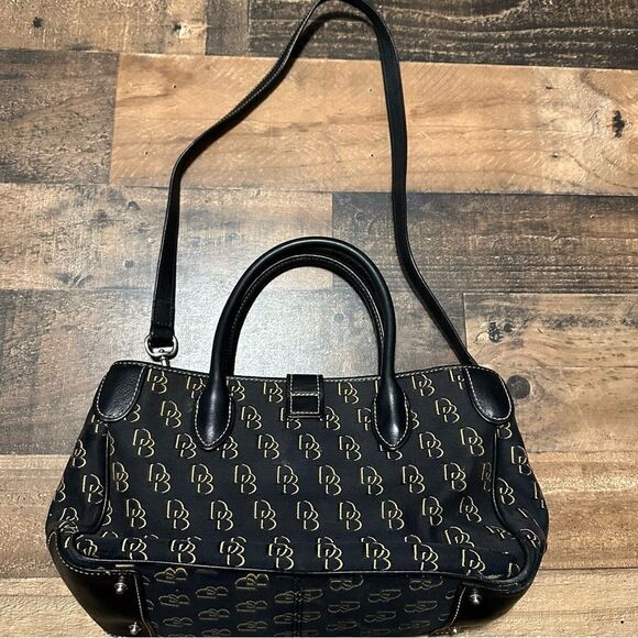 Dooney & Bourke Signature Satchel - Black/Tan - Picture 2 of 8